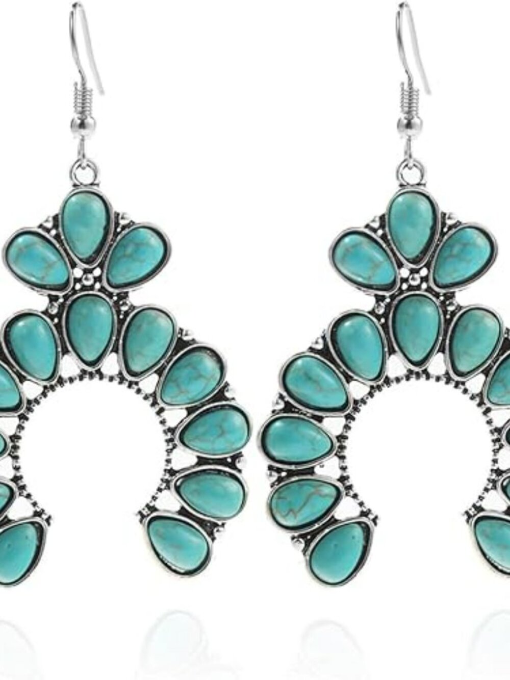 NEW Boho Western Turquoise Earrings Oval Boho Turquoise Flower Set Trendy